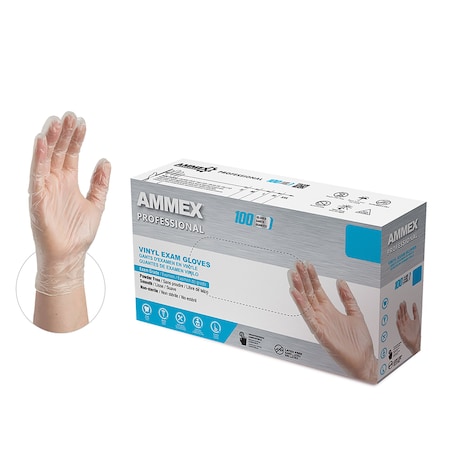 Gloveworks By Ammex Disposable Gloves, 4 mil Palm, Vinyl, Powder-Free, L, 1000 PK, Clear VPF66100